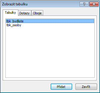 Výběr dat zdrojových dat pro dotaz